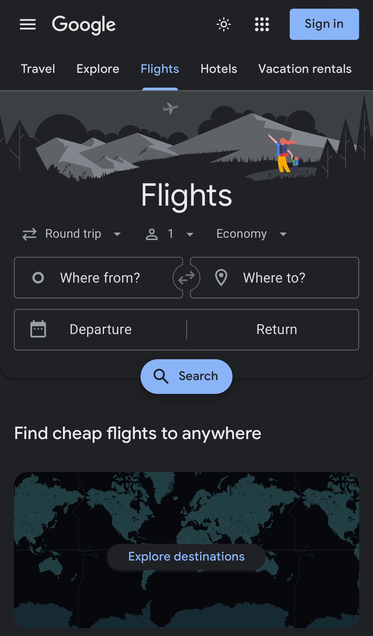 Google Flights Screenshot